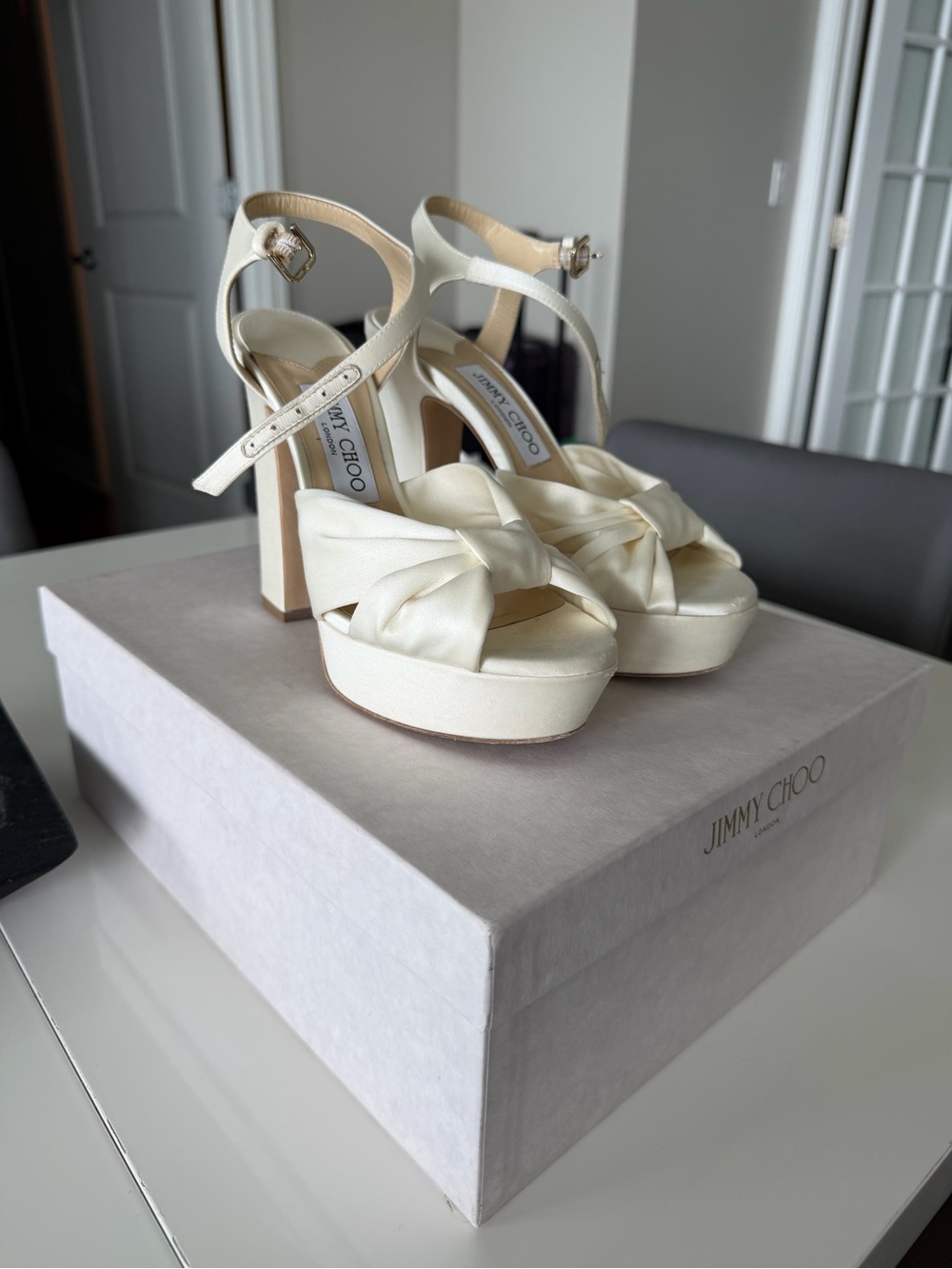 Jimmy Choo Heloise 120MM Satin Platform Sandals